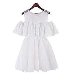 Plus Size Sexy Cotton/Linen Summer Pleated Cutout  Lace Skater Dress  With Ruffles