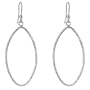 14k White Gold Diamond-Cut Oval Hoop Earrings with Shepherd's Hook