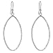 14k White Gold Diamond-Cut Oval Hoop Earrings with Shepherd's Hook Buy