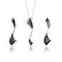 Twilight Beauty: Sterling Silver with Dark Grey Mother of Pearl Ribbon Pendant & Earrings Set