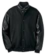 Men's Melton Leather Jacket With Stand Collar