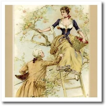 ht_43706_2 Florene Victorian - Romantic French Couple - Iron on Heat Transfers - 6x6 Iron on Heat Transfer for White Material