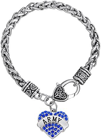 GEENO Retro Alloy Sliver Army Jewelry Lobster Claw Charm Bracelet (Blue)
