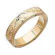 Sparkling Round Brilliant Cut Diamonds, 14Kt. Yellow Gold. Hand Engraved Diamond Band