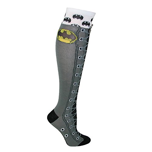 BioWorld Women's Faux Lace Up Batman Knee High Socks