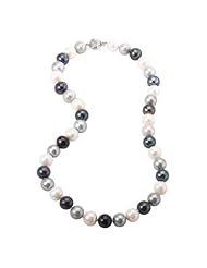 Elegance Collection White, gray and black cultured freshwater pearl necklace