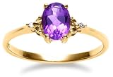 10k Yellow Gold Amethyst & Diamond Ring
