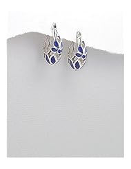 Flower Reconstructed stones Earrings In 92.5 Sterling Silver