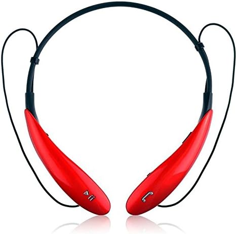 Kawiyiiiss Bluetooth Headset Hifi Wireless Sport Stereo Headsets Noise Cancellation Headphone Neckband Handsfree Earphone with Microphone for Iphone Android Phone (red)