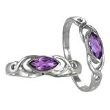 Sterling Silver Celtic Knot Amethyst Gemstone Ring (sz 4-15)
