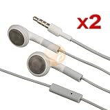 2 PAIR HEADPHONE EARPHONE EARBUD FOR APPLE IPOD MP3+MIC