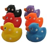 Set of 6 Rubber Ducks Assorted Colours With Star Pattern