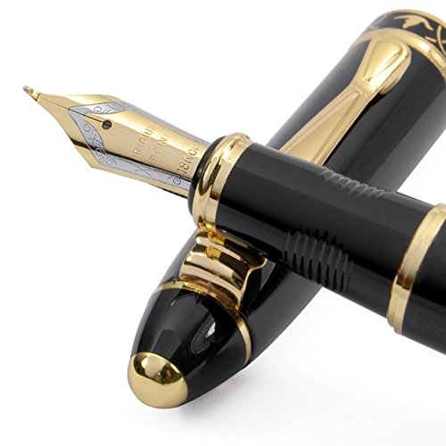 High Quality Vintage Black Calligraphy 1.7 mm Fountain Pen Chrome Ring