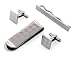 Stainless steel set of cufflinks, tie slide and money clip with diamond patterning