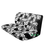 Universal-fit Hawaiian Hibiscus Floral Print Bench Seat Cover - Grey