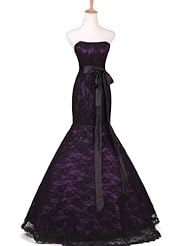 Strapless Mermaid Lace Prom Dress  With a Sash 