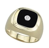 14K Yellow Gold Man's Onyx and Diamond Ring