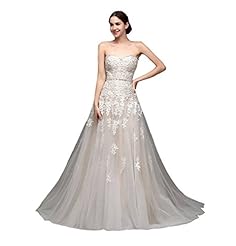 Strapless  Sleeveless Lace-Up Applique Cocktail Tulle  Ball Gown Evening Dress/Homecoming Dress/Prom Dress/Party Dress/Wedding Dress  with a Court Train 