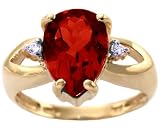 14K Yellow or White Gold Open-Sided Pear Gemstone and Diamond Ring-Garnet-full, half sizes from 5-8.5