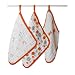 Aden & Anais Muslin Washcloth Set 3-Pack - Orange and Silver