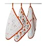Aden & Anais Muslin Washcloth Set 3-Pack - Orange and Silver