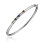 Sterling Silver Multi-Stone Bangle Bracelet, 7.25"
