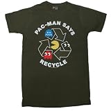 PAC-MAN RECYCLE Fine Woven Military Green Licensed Cotton Tee