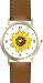 Sun Flower or Sunflower - WATCHBUDDY&reg; DELUXE TWO-TONE THEME WATCH - Arabic Numbers - Brown Leather Strap-Size-Large ( Men's Size or Jumbo Women's Size )