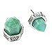 Ginasy Women's Ear Accessory Turquoise Bullet Carve Alloy Stud Earrings (Silver)