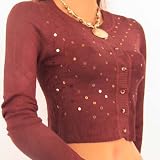 New Sexy LongSleeve Beaded Cardigan Jacket Brown Top