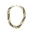 Beaded Tonal Twist Necklace- Green Multicolor