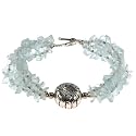 Handmade Blue Aquamarine Bracelet With Antiqued Silver Accent Bead