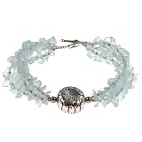 EXP Handmade Blue Aquamarine Bracelet With Antiqued Silver Accent Bead