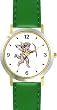 Cupid & Bow & Arrow - Cherub, Angel or Cupid Theme - WATCHBUDDY&reg; DELUXE TWO-TONE THEME WATCH - Arabic Numbers - Green Leather Strap-Size-Large ( Men's Size or Jumbo Women's Size )