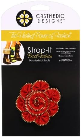 CastMedic Designs Strap-It Rosette with Silver Zipper, Red