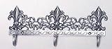French FLEUR DE LIS bejeweled KEY RACK wall hook pewter