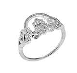 Sterling Silver 925 Claddagh Genuine Diamond Ring