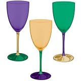 Assorted Mardi Gras Plastic Wine Glasses - 8
