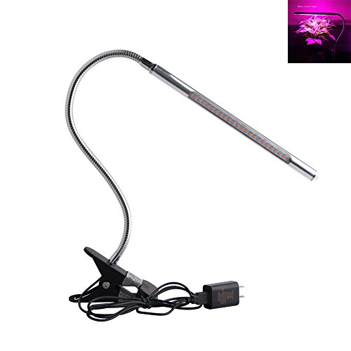 Snkey Grow Light, LED Clip Lamp, 5W 3-Level Dimmable Light for Plants, Indoor Red Light with US Adapter, 57 Inch Cable (Black)