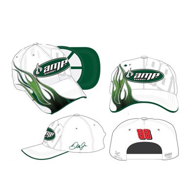 Buy Dale Earnhardt Jr #88 AMP Energy Chase Authentics White Afterburner Green Flames Effect Hat Cap... by Chase Authentics
