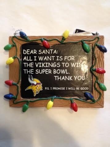 Minnesota Vikings Official NFL 3 inch x 4 inch Chalkboard Sign Christmas Ornament
