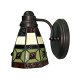 Portfolio Handmade Tiffany Glass Oil Rubbed Bronze S-Curve 1 Light Wall Sconce