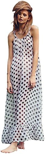 Women's Plus Size Sweet Black Wave Point Print Maxi Drape Backless Cheap Dresses