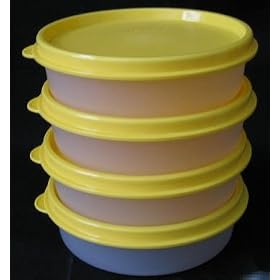 Tupperware Little Wonder Bowl Snack Cup Yellow Seals Set of 4 by Tupperware
