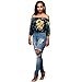 Sunward(TM) Women Sexy Strapless Off Shoulder Sleeve Embroidered Blouse (Large, Blue)