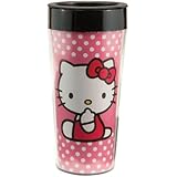 Vandor 18051 Hello Kitty 16 oz Plastic Travel Mug, Pink
