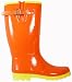 Women's Orange and Lemon Yellow Rubber Rain Boots