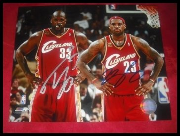 Lebron James & Shaquille O'Neal Autographed/Hand Signed Photo