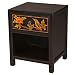 Handmade Asian Furniture - 20" Black Wood Nightstand With Drawer & Painted Rainforest Design