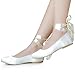 ELEGANTPARK Wedding Flats Shoes Women Wedding Shoes for Bride Flats Bridal Shoes Flats Comfortable Satin Closed Toe Ribbon Tie Ballet Flats